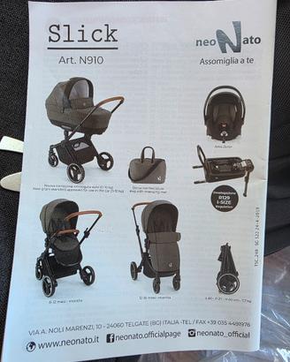 Tris Slick NeoNato grigio , con seggiolino auto