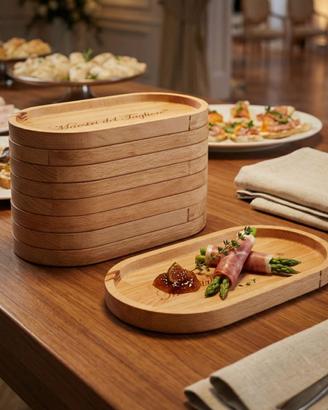 SET DI 10PZ. VASSOI OVALI DA APERITIVO IMPILABILI