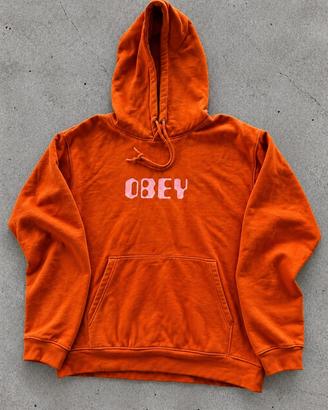 Felpa OBEY - colore Arancione con Logo Rosa
