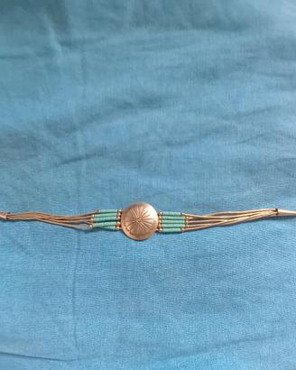 Bracciale a fili argento e turchese