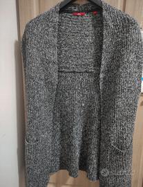 maglione cardigan lungo grigio nero 