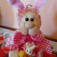 coniglietta pasquale fatta a mano cm.30 h