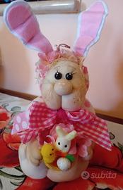 coniglietta pasquale fatta a mano cm.30 h