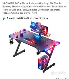 Scrivania desk gaming nuova
