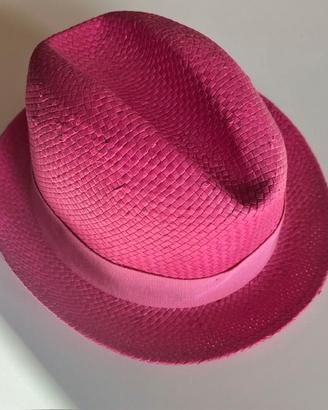 Cappello tipo borsalino in rafia fucsia Stefanel