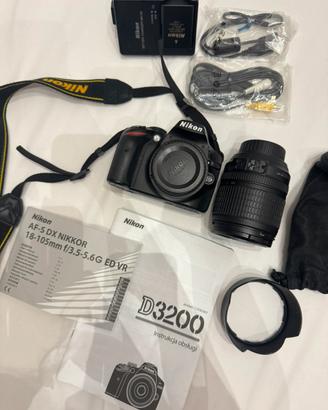 Si vende Nikon D3200 + Obiettivo 18-105 mm