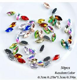 55 strass di vetro multicolori occhio di cavallo