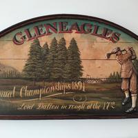 quadro vintage in rilievo legno gioco golf 60x90
