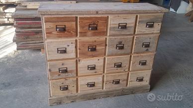 cassettiera 2 ante 2 casetti in legno vecchio