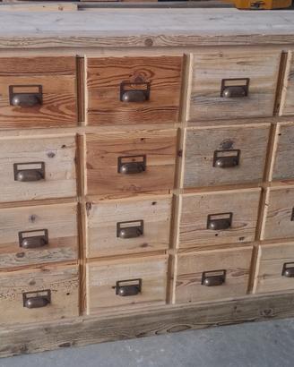 cassettiera 2 ante 2 casetti in legno vecchio