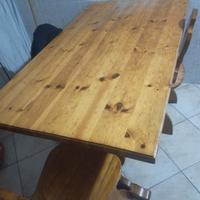 Tavolo legno massello rustico tirolese con sedie