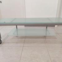Tavolino in vetro porta TV con rotelle