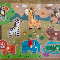 Puzzle in legno animali fattoria bambini