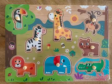 Puzzle in legno animali fattoria bambini