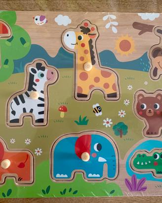 Puzzle in legno animali fattoria bambini