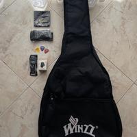 set custodia chitarra + plettri, corde e fodere