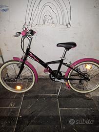 B'TWIN 20" bambina nera fucsia - come nuova