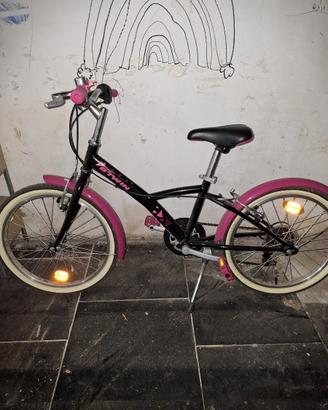 B'TWIN 20" bambina nera fucsia - come nuova