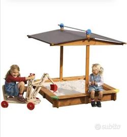 Sabbiera Michey Gaspo in legno con tetto