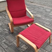 Poltrona + appoggiapiedi Ikea POANG rosso oscuro