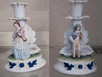 Coppia di candelieri in porcellana 