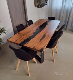 Tavoli  in legno e resina su misura 