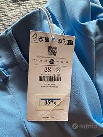 Pantalone tailleur nuovo azzurro
