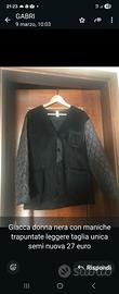giacca nera donna  con maniche trapuntate leggera