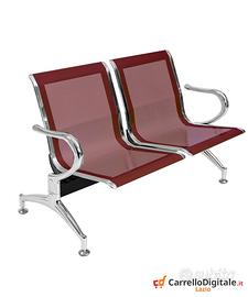 Panca per sala attesa 2 posti in acciaio Rosso