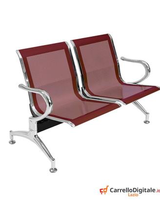 Panca per sala attesa 2 posti in acciaio Rosso