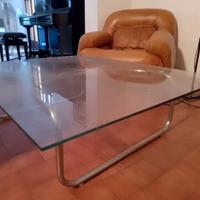 TAVOLO VINTAGE VETRO E ACCIAIO