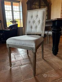 6 sedie Dialma Brown in rovere decapato e lino