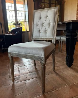 6 sedie Dialma Brown in rovere decapato e lino