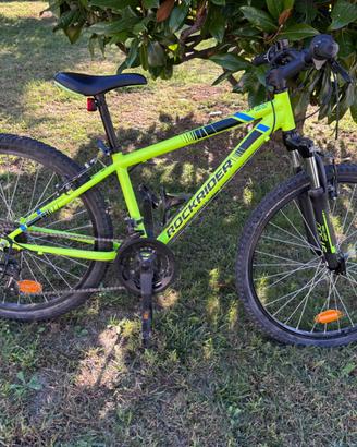 Bici MTB bambino Rockrider ST 500 gialla fluo 24"
