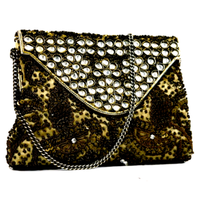 Vintage 50s Pochette a mano Gioiello ricamata Flor