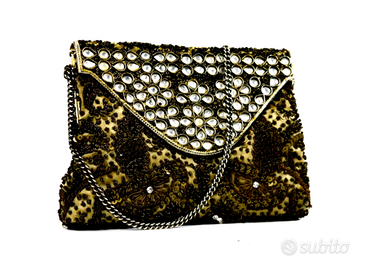 Vintage 50s Pochette a mano Gioiello ricamata Flor