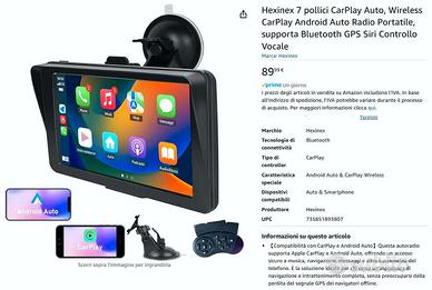 Awesafe display 7 pollici android auto carplay