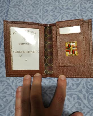 Portafoglio verticale in pelle marrone uomo