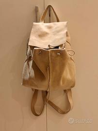 MAX&Co. Zaino beige camoscio Vintage e portachiavi