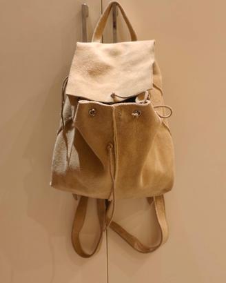 MAX&Co. Zaino beige camoscio Vintage e portachiavi