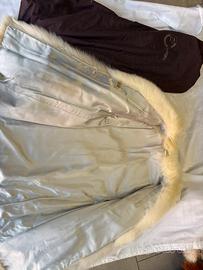 Pelliccia vintage di vera volpe bianca con custodi