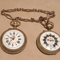 Coppia Orologi Da Tasca Roskopf XIX secolo +Catena