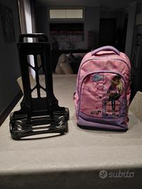 zaino scolastico barbie con troleir sganciabile 