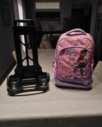 zaino scolastico barbie con troleir sganciabile 