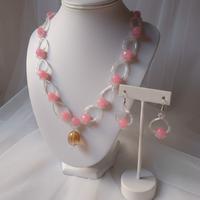 Set Gioielli Stile vintage neoclassico pietre rosa