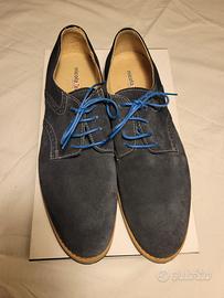 Francesine uomo in camoscio blu, come nuove, n. 42