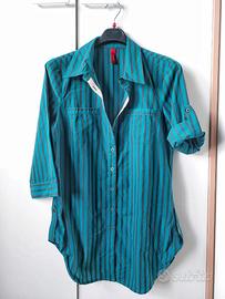 Camicia a righe accorciabile col. petrolio xl