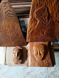 4 sculture su legno