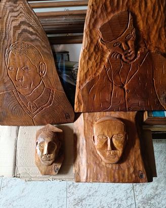 4 sculture su legno