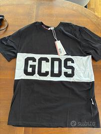 T-Shirt GCDS Band Logo Nera e Bianca-Taglia L